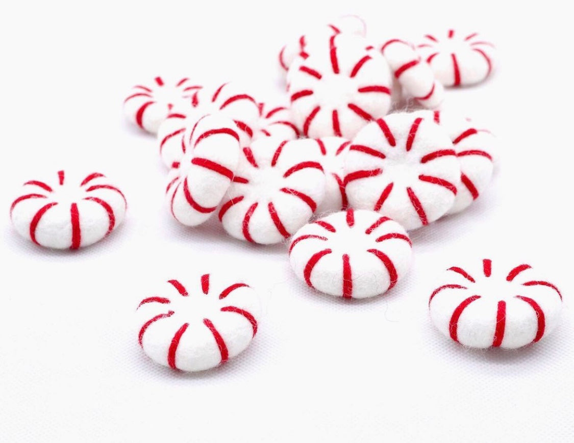 Felt peppermint candy- white and red