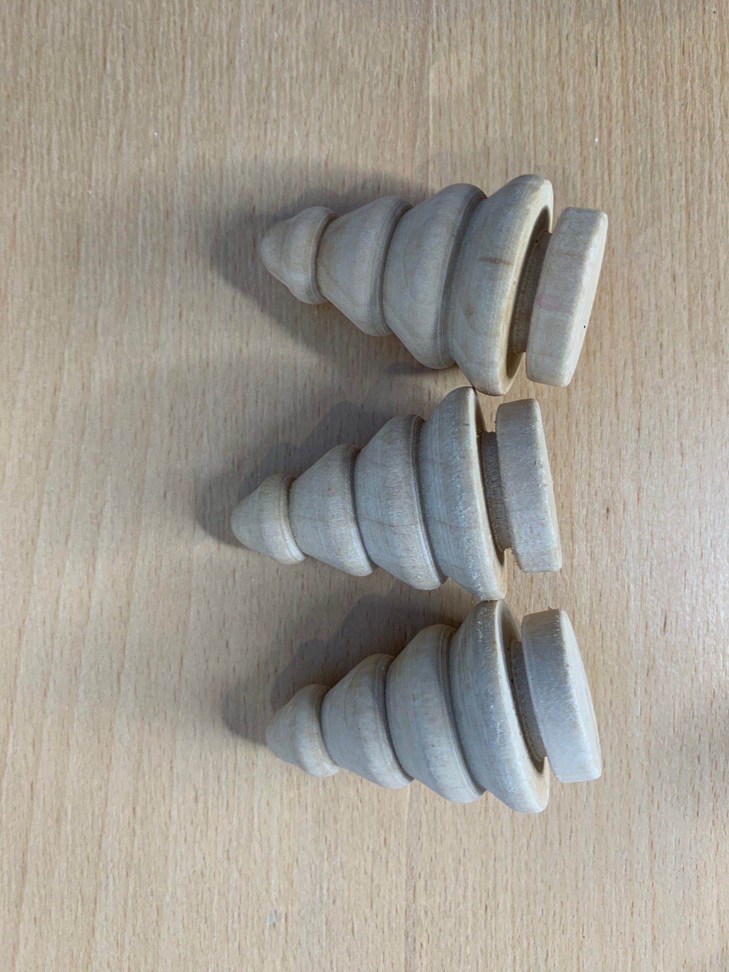 Unfinished wooden trees