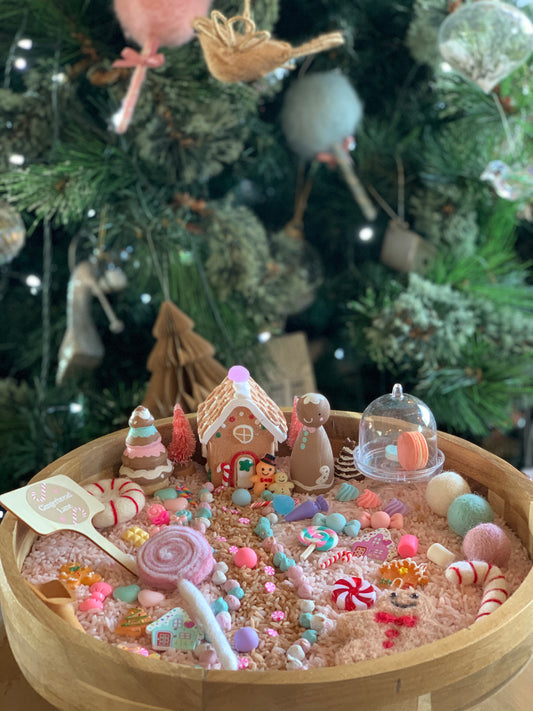 Christmas: gingerbread lane sensory kit: candy cane or pastel  rice