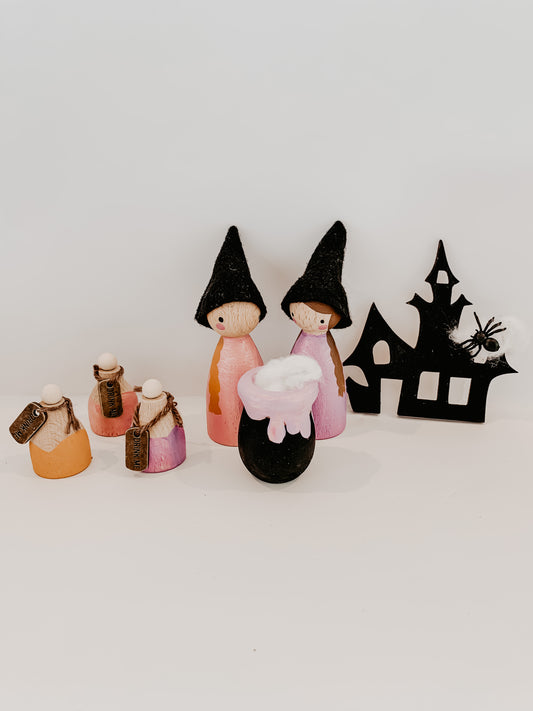 Halloween collection : Ettie & Aggie the witch peg dolls