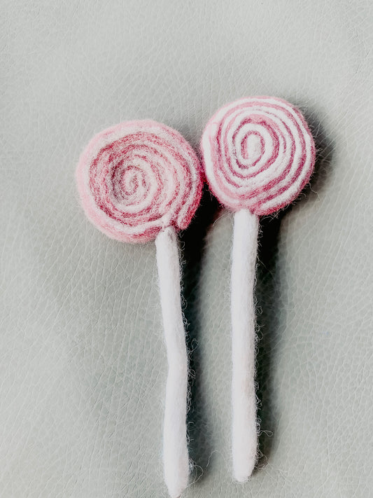Felt lollipops Pink/ White
