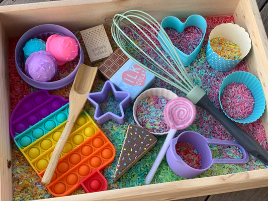 Sweets shop sensory bin- Toddler safe!
