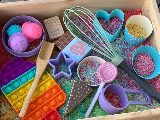 Sweets shop sensory bin- Toddler safe!