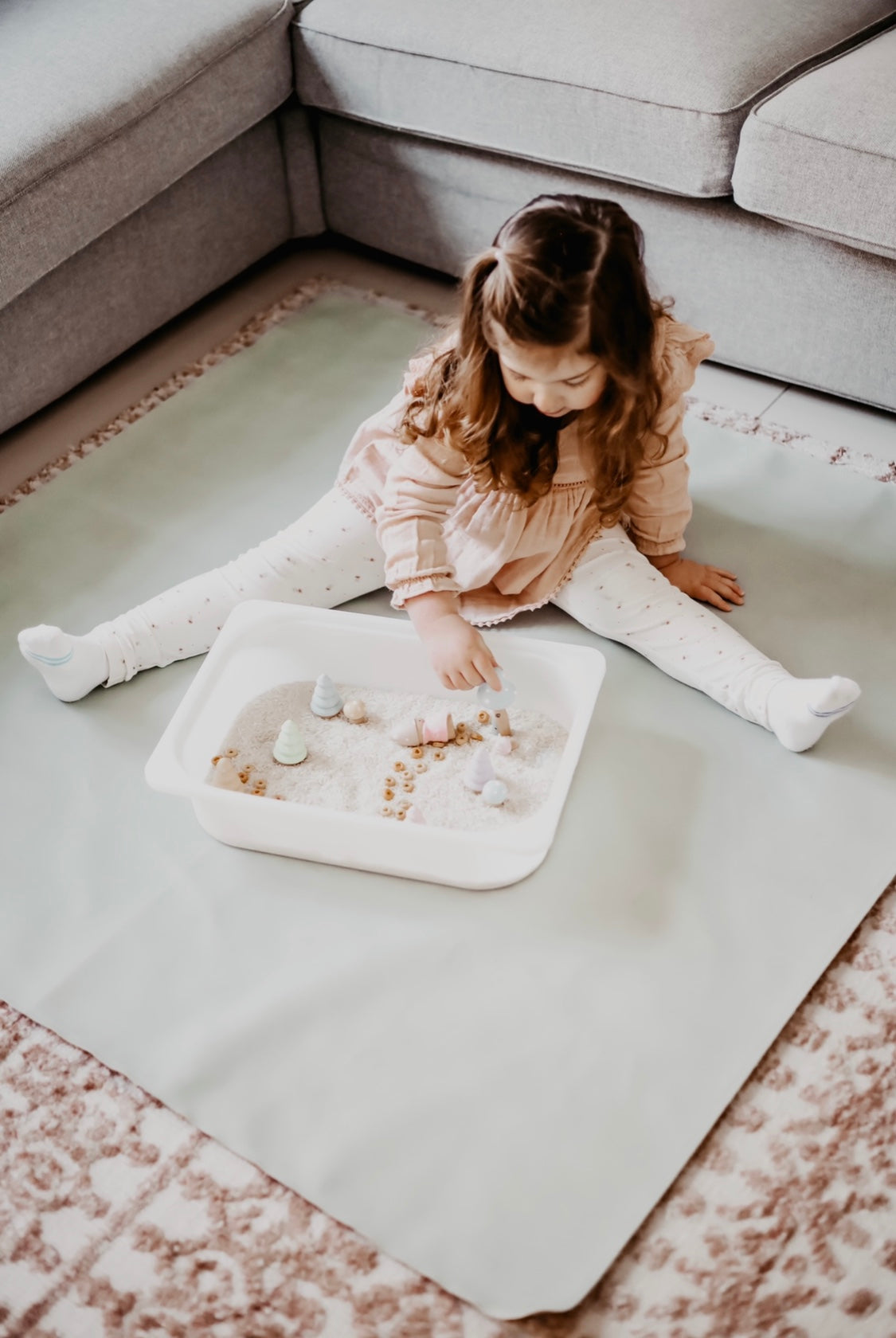 Sage Green Vegan leather waterproof & wipeable Messy Play mat- Baby mat- Change mat- Picnic mat
