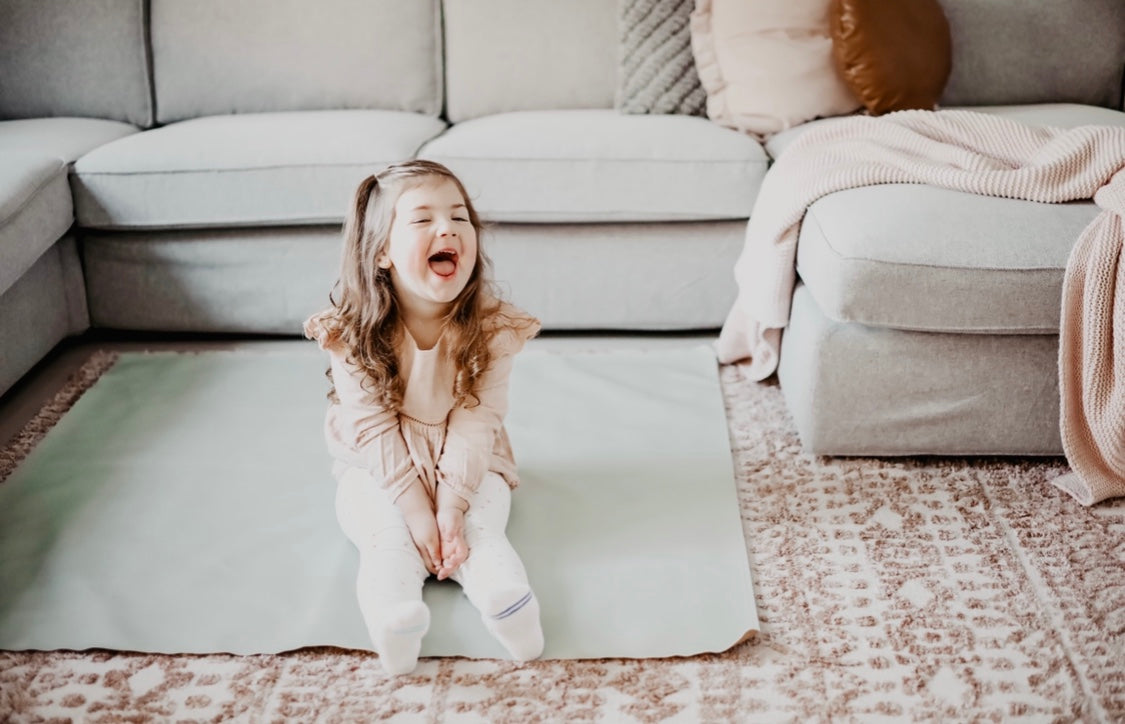 Sage Green Vegan leather waterproof & wipeable Messy Play mat- Baby mat- Change mat- Picnic mat