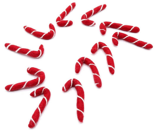 Felt candy canes- red