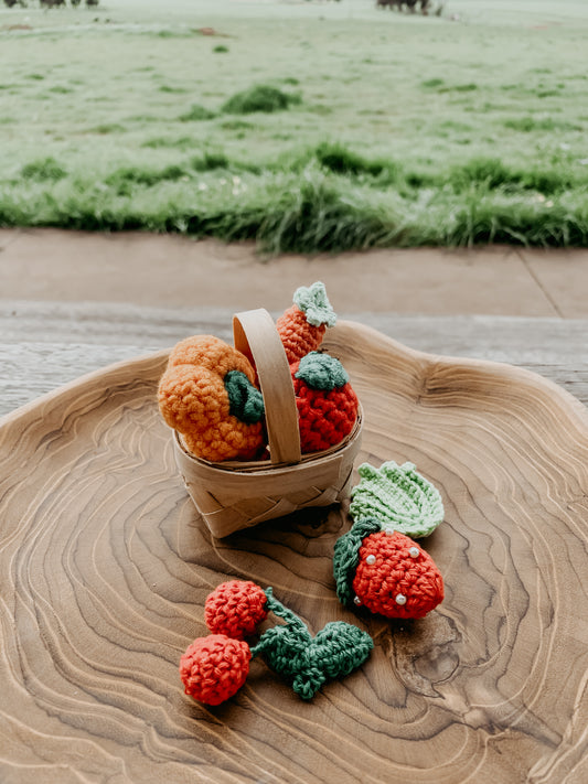 Mini crochet fruits and veggies