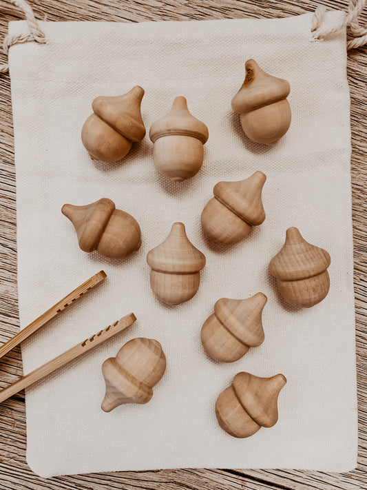 Wooden unfinished peg dolls- Acorns