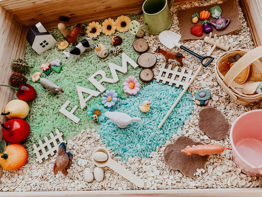 Farm animals sensory bin kit